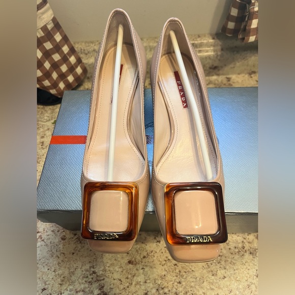 Prada Calzature Donna Vernice 5 Nudo Slip On Buckle Size 36 1/2 (6.5) - Picture 7 of 14